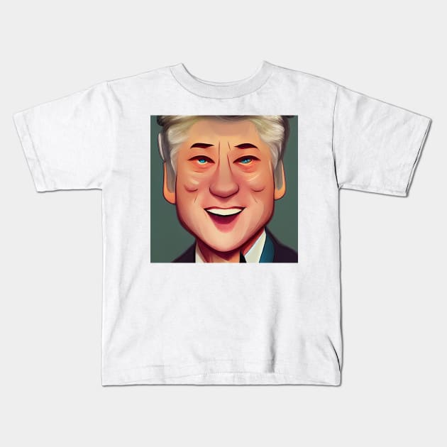 Bill Clinton | Comics Portrait Kids T-Shirt by Classical